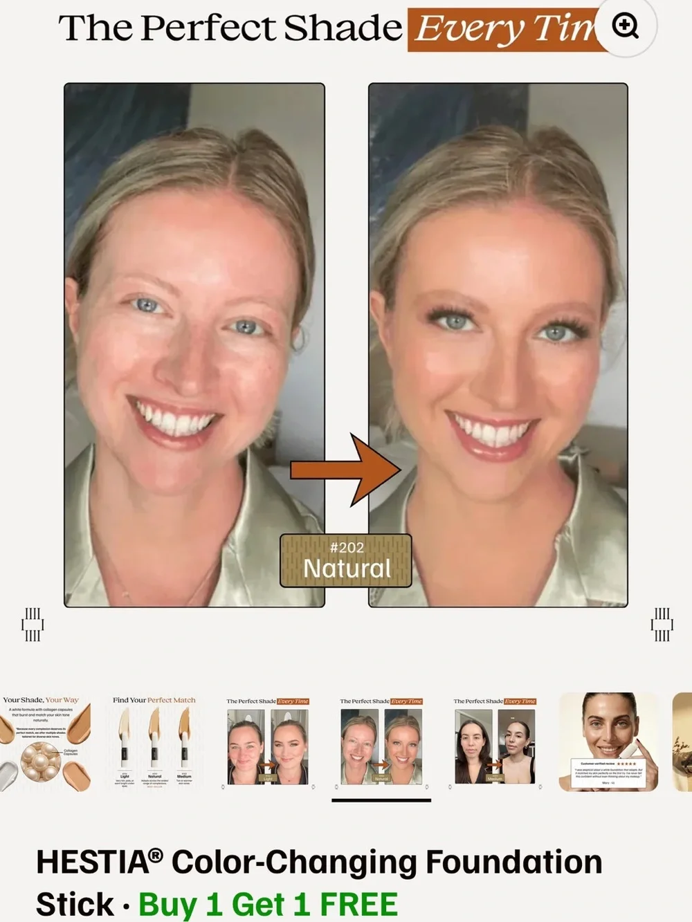 Color-Changing Foundation Stick — Light, Natural, Medium Shades